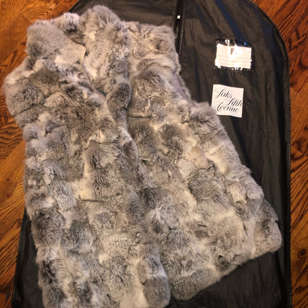 Grey rabbit fur vest from saks